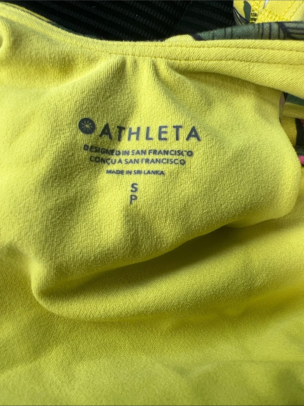 ‼️EUC: Athleta Yellow Iris Floral Racerback Yoga Tank Top Built-in Bra - S - Picture 3 of 3
